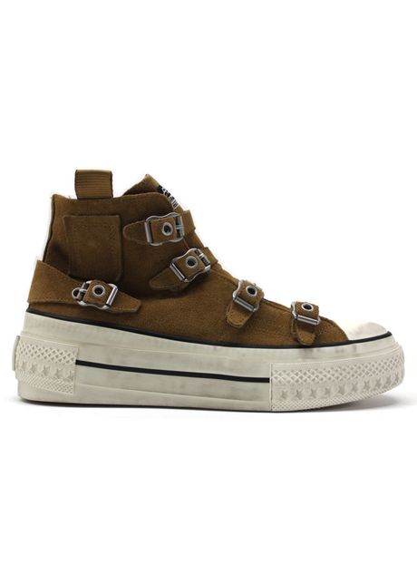 Ash rainbow suede women s high top sneakers colour golden brown