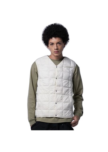 Basic button down v neck inner jacket taion