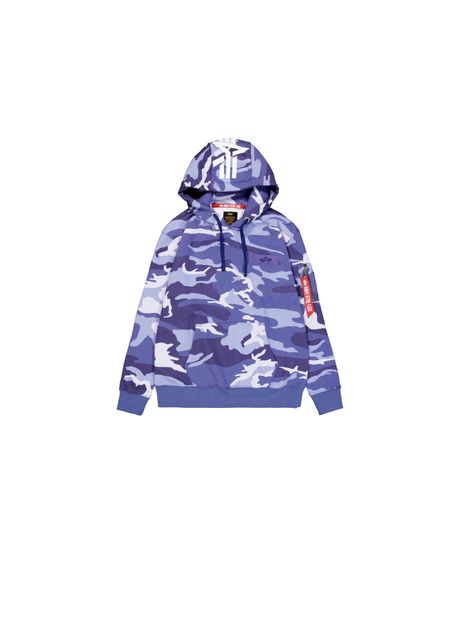 Camouflage printed hooded sweatshirt on the back alpha industries