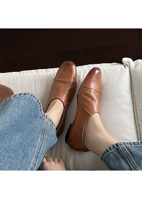 Chiko cage round toe block heels loafers shoes