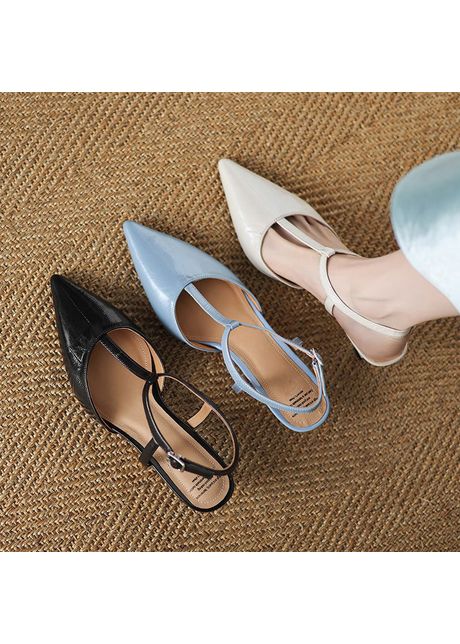 Chiko cascade pointy toe kitten heels t strap shoes