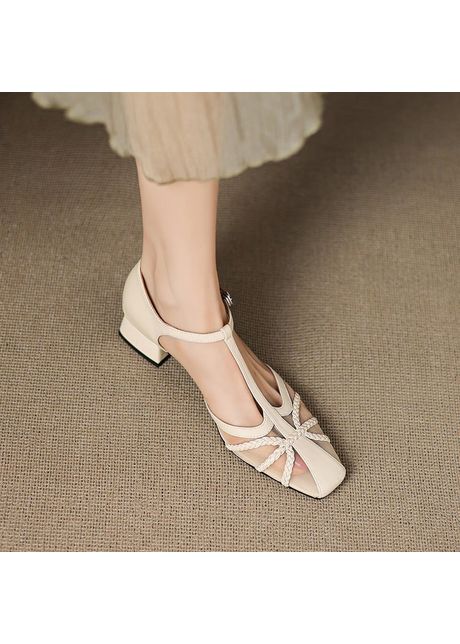 Chiko caylin square toe block heels t strap shoes
