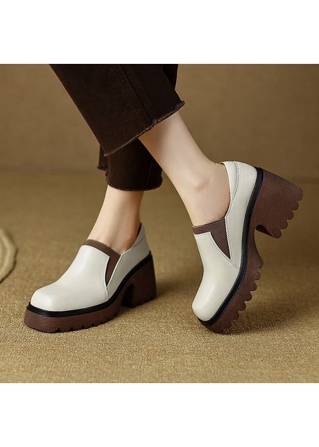 Chiko devera square toe block heels loafers shoes