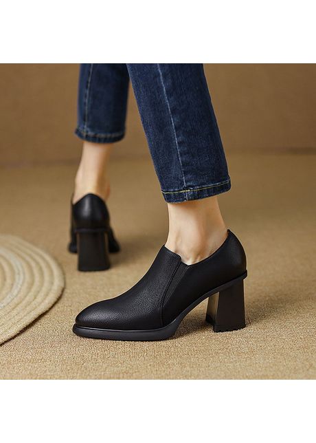 Chiko diega round toe block heels loafers shoes