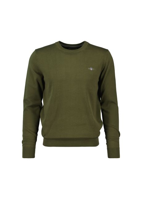 Cotton crew neck pullover gant classic
