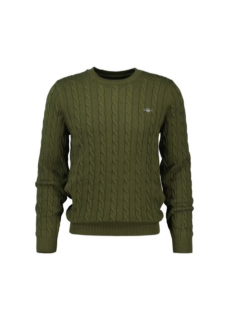 Cotton twisted knit round neck jumper gant