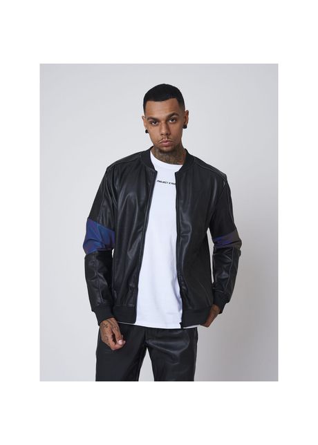 Faux leather jacket with reflective insert project x paris