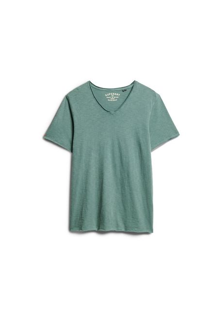 Flame effect t shirt with v neck and raw edges superdry