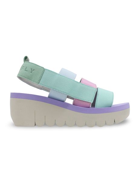 Fly london yere847fly textile leather women s heels sandals colour spearmint multicolor