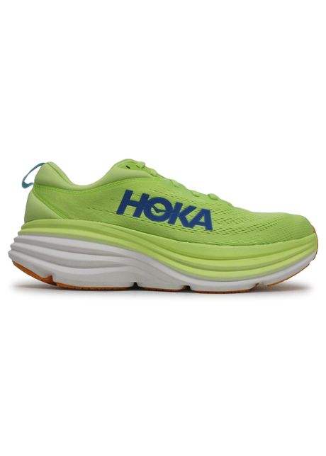 Hoka bondi 8 textile men s running lettuce solar flare sneakers