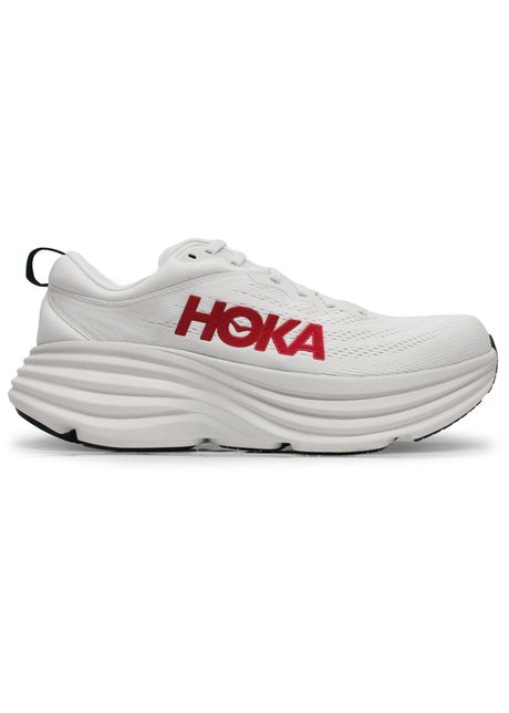 Hoka bondi 8 textile men s running white vermillion sneakers