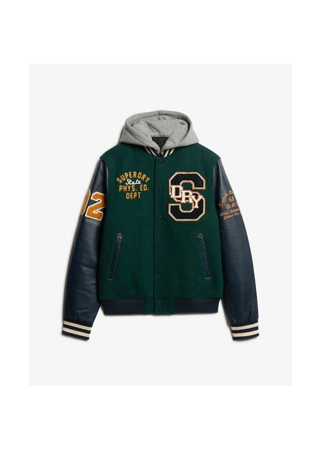Hooded bomber with badge superdry college