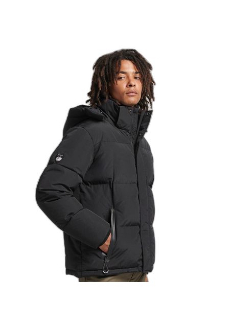 Hooded down jacket with checkerboard superdry