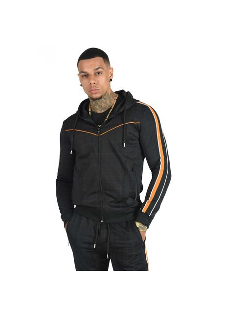 Hooded jacket with check print and two tone stripes project x paris