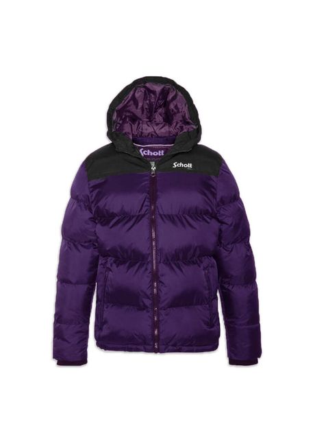 Hooded padded jacket embroidery schott