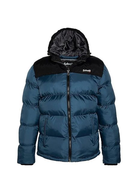 Hooded padded jacket embroidery schott