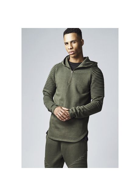 Hooded sweatshirt urban classic pleat leeve terry