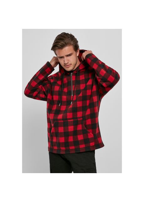 Hooded sweatshirt urban classics patterned polar fleece half zip
