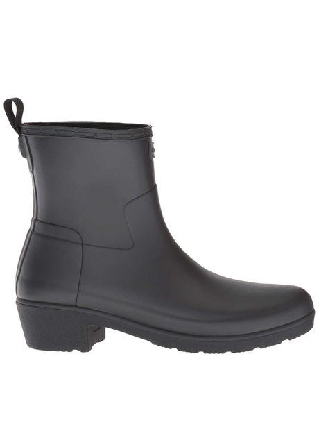 Hunter refined low heel rubber women s short wellington boots colour black