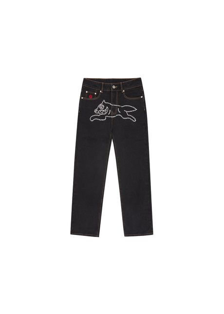 Jeans icecream rhinestone running dog