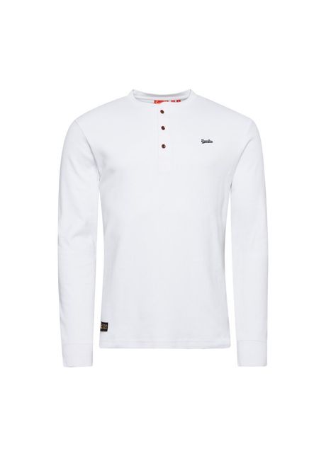 Long sleeved t shirt with tunisian collar and embroidered logo superdry vintage