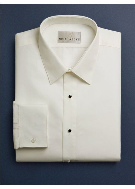 Mens 100 cotton tuxedo shirt in ivory