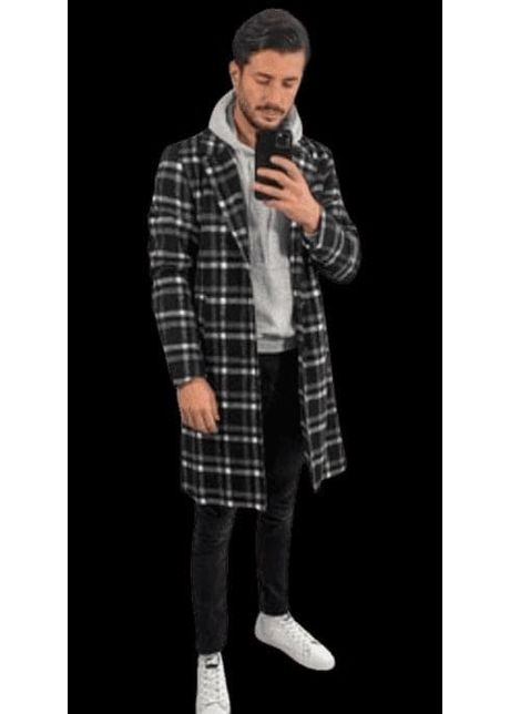 Mens black colors plaids overcoats