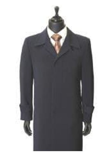 Mens floor length coat navy blue coat