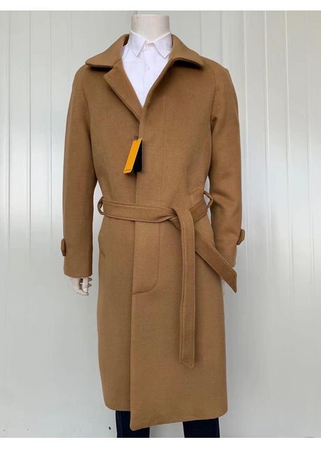 Mens full length wool and cashmere overcoat winter topcoats camel coat