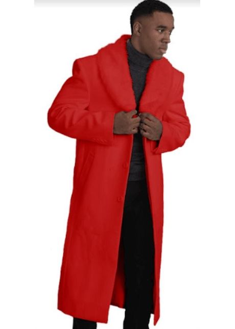Mens overcoat with fur collar