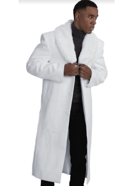 Mens overcoat with fur collar