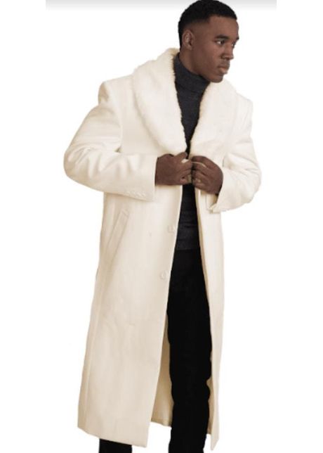 Mens overcoat with fur collar