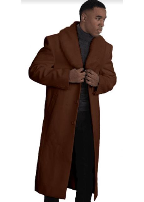 Mens overcoat with fur collar