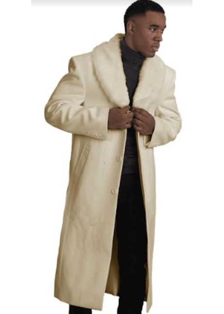Mens overcoat with fur collar