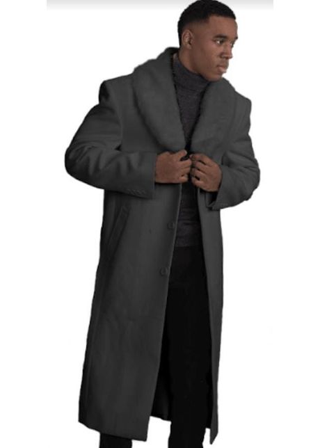 Mens overcoat with fur collar