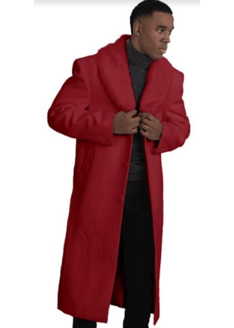 Mens overcoat with fur collar