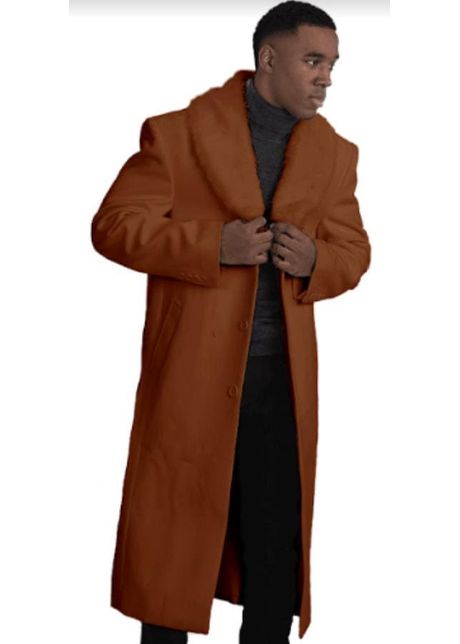 Mens overcoat with fur collar