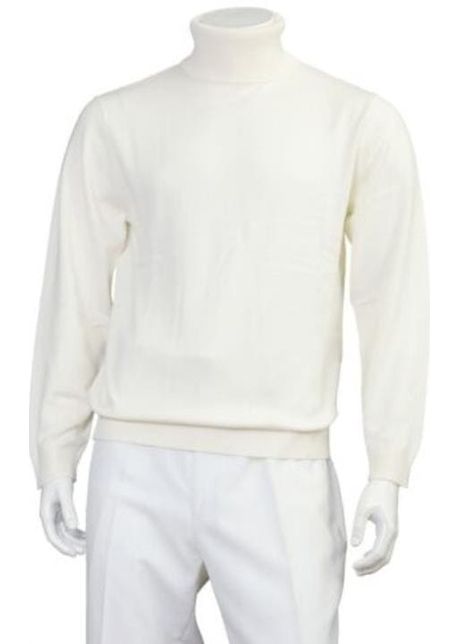 Mens solid pattern sweater white