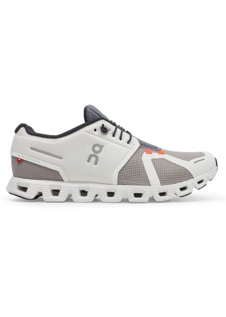On cloud 5 push textile synthetic men s low top pearl fossil sneakers