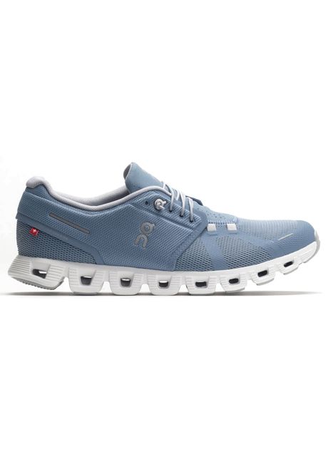 On cloud 5 textile synthetic men s running chambray white sneakers