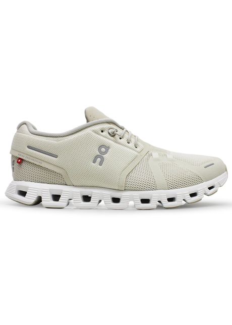 On cloud 5 textile synthetic men s running cream sand sneakers