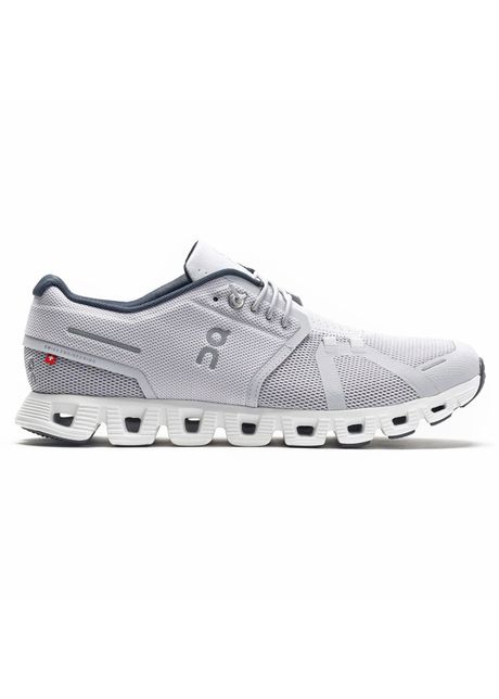On cloud 5 textile synthetic men s running glacier white sneakers