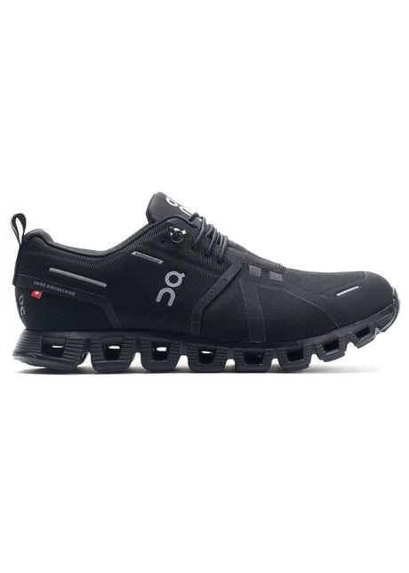 On cloud 5 waterproof textile synthetic men s running all black sneakers