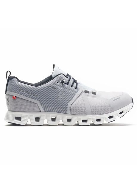 On cloud 5 waterproof textile synthetic men s running glacier white sneakers
