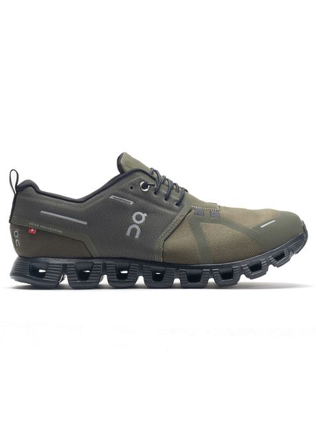 On cloud 5 waterproof textile synthetic men s running olive black sneakers