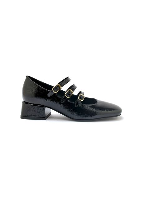 Patent leather triple strap high heels for women p diconfort