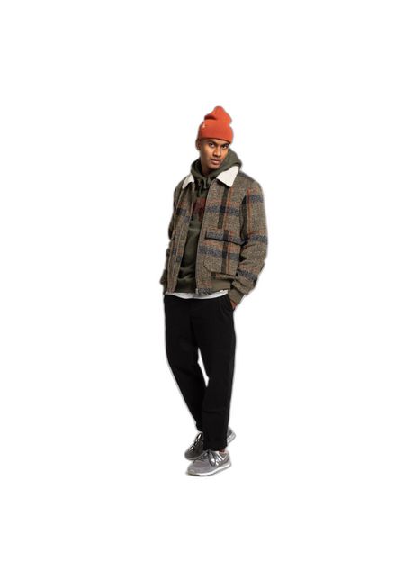 Quilted plaid aviator jacket with ribbed details revolution
