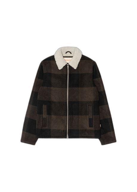 Quilted shirt jacket with check and teddy collar revolution