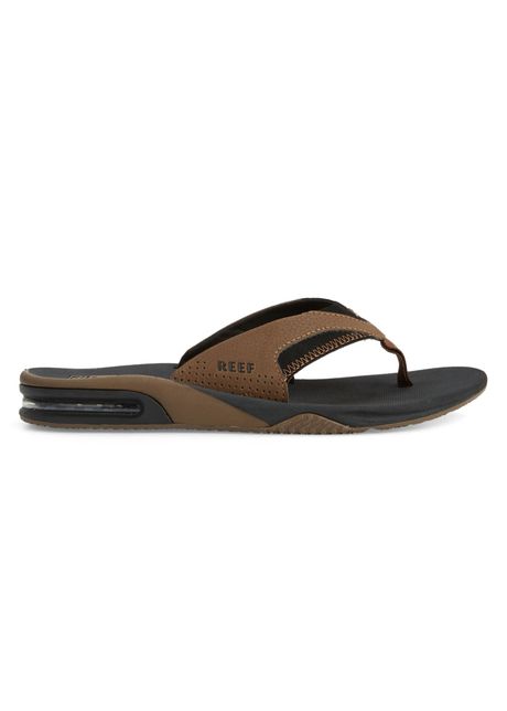 Reef fanning synthetic nubuck men s toe post black tan sandals
