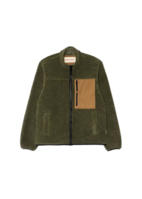 Short plush jacket with contrasting chest pocket revolution
